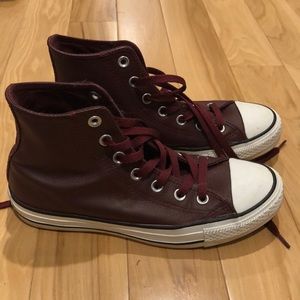 Converse maroon leather high tops